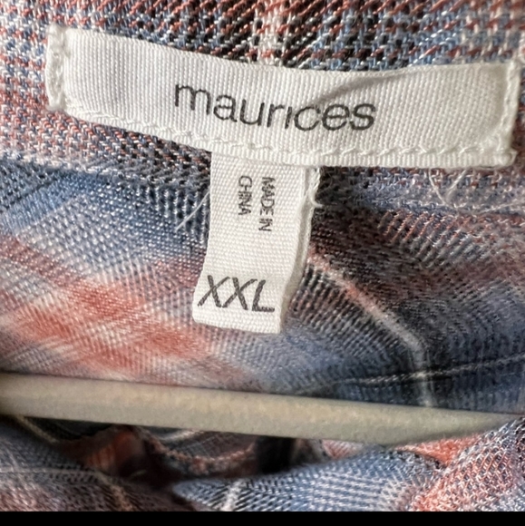 MAURICES Plaid Pink and Blue Flannel Button Down Long Sleeve Shirt - Picture 4 of 6